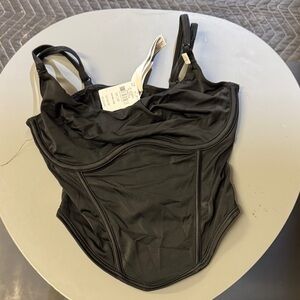 Pink Victoria’s Secret Black Corset-Style Top